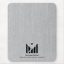 Witte Stoffentextuur Elegant Monogram Logo Custom Muismat