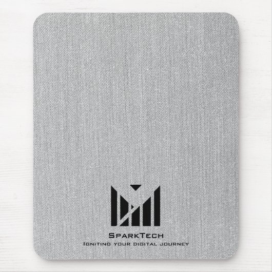 Witte Stoffentextuur Elegant Monogram Logo Custom Muismat (Voorkant)