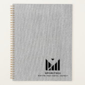 Witte Stoffentextuur Elegant Monogram Logo Custom Planner (Voorkant)