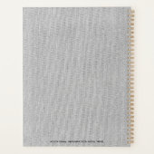 Witte Stoffentextuur Elegant Monogram Logo Custom Planner (Achterkant)
