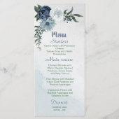 witte stoffige blauwe en marinebloemen groen menu (Voorkant)