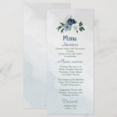 witte stoffige blauwe en marinebloemen groen menu (Voorkant / Achterkant)