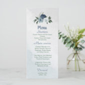 witte stoffige blauwe en marinebloemen groen menu (Staand voorkant)