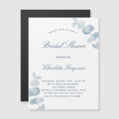 Witte, stoffige blauwe eucalyptusluxe vrijgezellen magnetische uitnodiging (Voorkant / Achterkant)