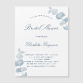 Witte, stoffige blauwe eucalyptusluxe vrijgezellen magnetische uitnodiging (Voorkant)