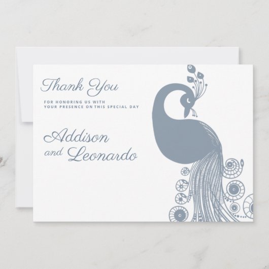 Witte stoffige blauwe koninklijke pauw elegant Bed Kaart (Voorkant)