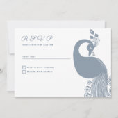 Witte stoffige blauwe koninklijke pauw elegante RS Kaart (Voorkant)