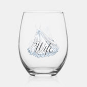 Witte Stoffige Blauwe Trouwjurk voor Vrouw Wijnglas Zonder Voet (Voorkant)