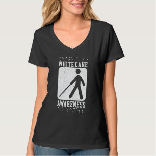 Witte Stok Bewustzijn Braille Blind Bewustzijn  1 T-shirt