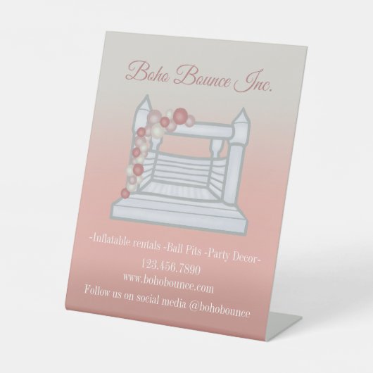 Witte stootplaat opblaasbare partijbellen reclamebord met voetstuk (Voorkant)