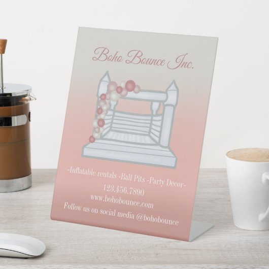 Witte stootplaat opblaasbare partijbellen reclamebord met voetstuk (Insitu)