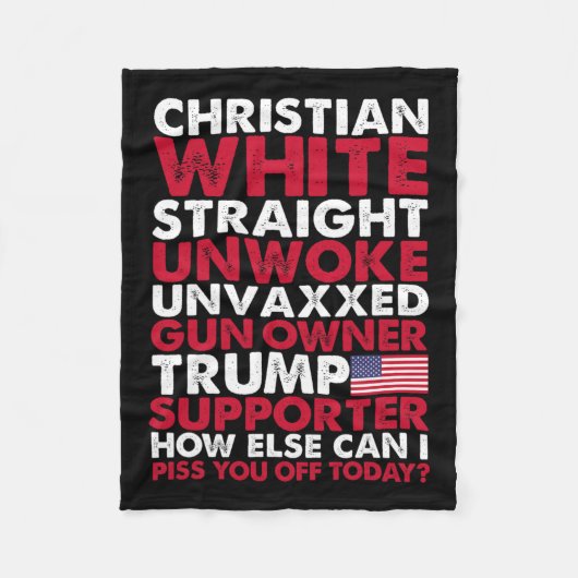 Witte Straight Ontwaakt Ongevaagde Trump-supporter Fleece Deken (Voorkant)