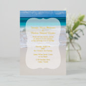 Witte strand bruiloft folie uitnodiging (Staand Voorkant)