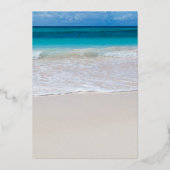 Witte strand bruiloft folie uitnodiging (Achterkant)
