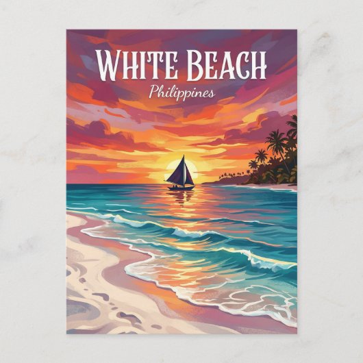 Witte Strand Filipijnen Briefkaart (Voorkant)
