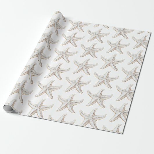 Witte Strand Witte Zeester Cadeaupapier (Uitgerold)