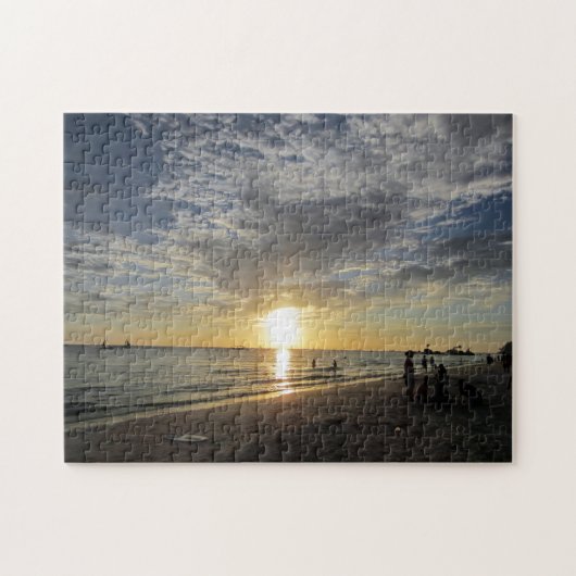 witte strand zonsondergang legpuzzel (Horizontaal)