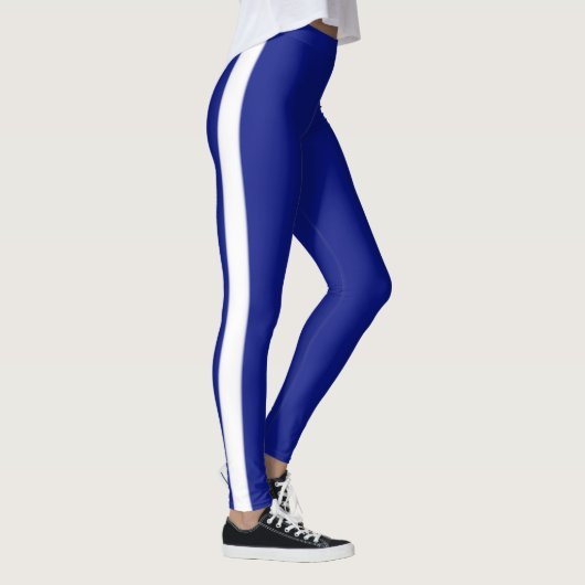 Witte Streep Blauwe Leggings (Rechts)