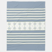 Witte streep met blauwe bloemige accenten fleece deken (Voorkant)
