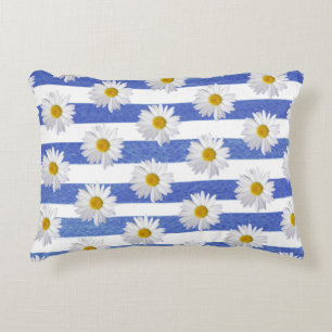 witte streep op blauwe waterverf accent kussen