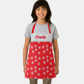 Witte streep ornamenten op rood schort (Insitu)