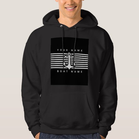 Witte streep zwarte strook in het anker hoodie (Voorkant)