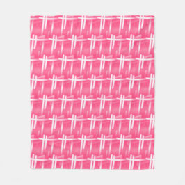 Witte streken op roze fleece deken