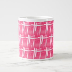 Witte streken op roze grote koffiekop