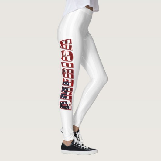 Witte strepen en Amerikaanse letters Leggings (Rechts)