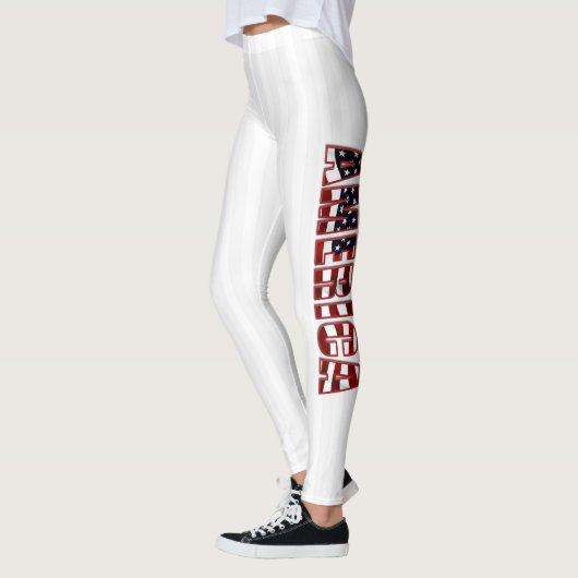 Witte strepen en Amerikaanse letters Leggings (Links)