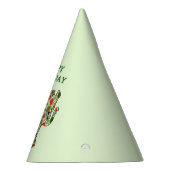 Witte strepen en bloemenolifant - Happy Birthday Feesthoedjes (Rechts)