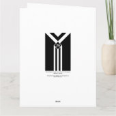 Witte Strepen en Chevrons op Zwarte met Monogram Kaart (Achterkant)