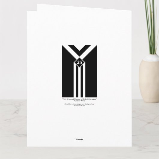 Witte Strepen en Chevrons op Zwarte met Monogram Kaart (Achterkant)