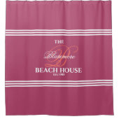 Witte strepen Initiaal van frambozen en koralen Douchegordijn (Voorkant)