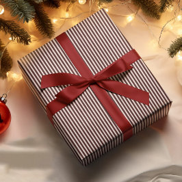 Witte Strepen Kerstkleur Elegant Eenvoudige Stijl Cadeaupapier