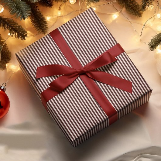 Witte Strepen Kerstkleur Elegant Eenvoudige Stijl Cadeaupapier