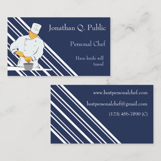 Witte strepen met blauwe achtergrond visitekaartje (Voorkant / Achterkant)