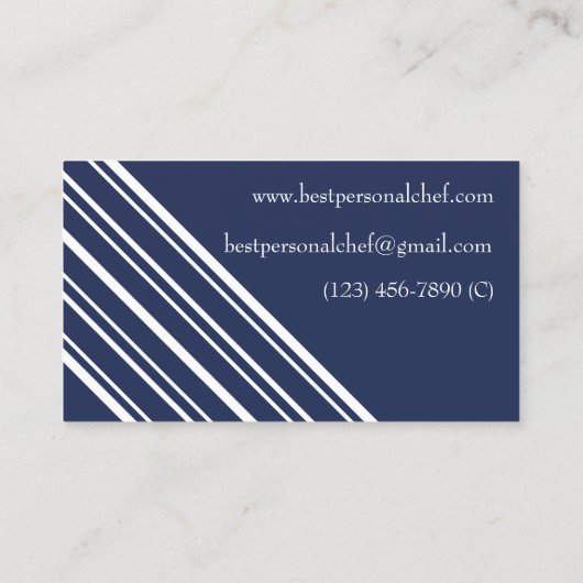 Witte strepen met blauwe achtergrond visitekaartje (Achterkant)