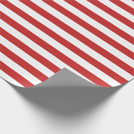 Witte strepen met rode achtergrond | DIY-kleur Cadeaupapier (Hoek)