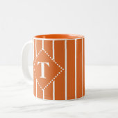 Witte Strepen Monogram Koffie Mok-Sinaasappel Tweekleurige Koffiemok (Voorkant links)