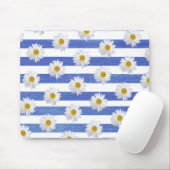witte strepen op blauwe waterverf muismat (Met muis)