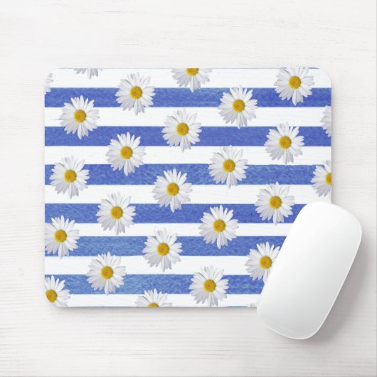 witte strepen op blauwe waterverf muismat (Met muis)