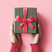 Witte strepen op groen kerstpatroon cadeaupapier