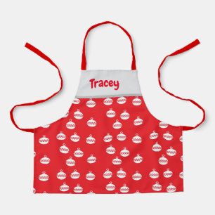 Witte strepen ornamenten op rood schort