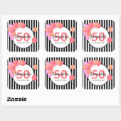 Witte strepen zwarte strepen voor de 50e verjaarda vierkante sticker (Vel)