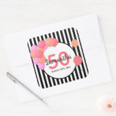 Witte strepen zwarte strepen voor de 50e verjaarda vierkante sticker (Envelop)