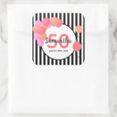 Witte strepen zwarte strepen voor de 50e verjaarda vierkante sticker (Tas)