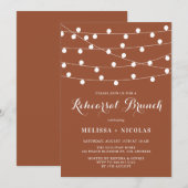 Witte Strijklichten Terracotta Repetitie Brunch Kaart (Voorkant / Achterkant)