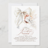 Witte strik bloem terracotta boho bruidsdouche kaart (Voorkant)