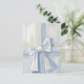 Witte strik cadeau | Waterverf Briefkaart (Staand voorkant)